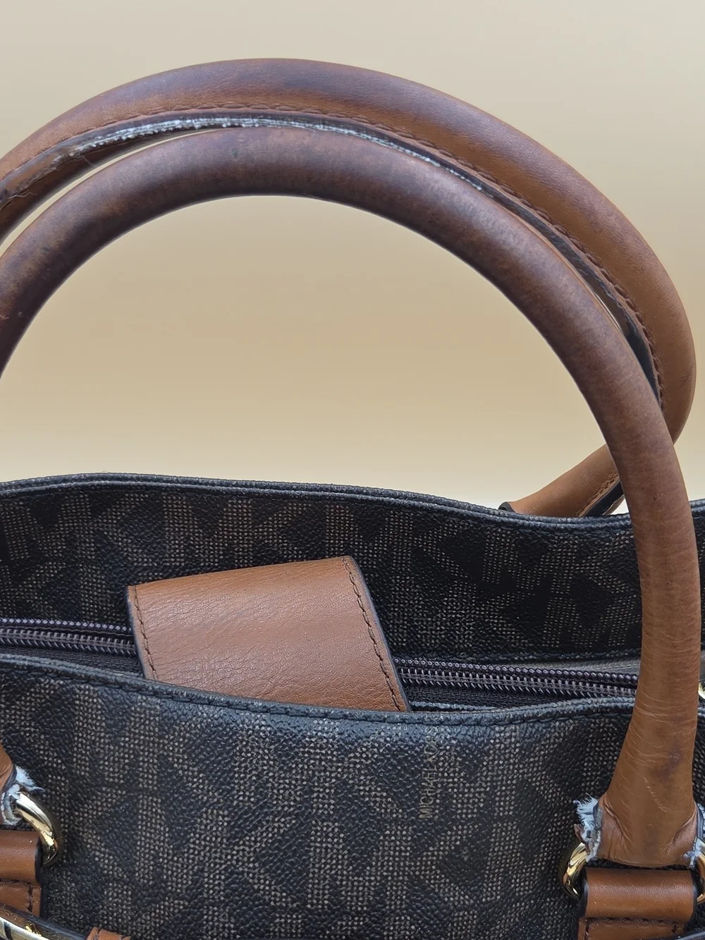 Michael Kors Brown MK Logo Satchel Bag